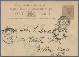 GA Turks- Und Caicos-Inseln: 1881, 1 1/2 D Red-brown QV Postal Stationery Card From TURKS ISLAND, MR.16 - Turks & Caicos