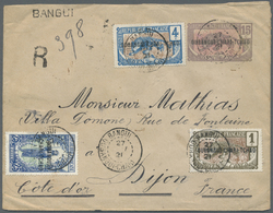 GA Ubangi-Schari-Tschad: 1921, 15 C Panther Postal Stationery Envelope, Uprated With 8 Stamps (1 C To 2 - Other & Unclassified