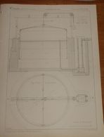 Plan De Gazomètre De L'appareil De 500 Becs Au Boghead. 1860 - Travaux Publics