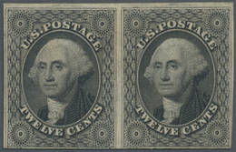 * Vereinigte Staaten Von Amerika: 1851, 12c. Black, Fresh Colour, Horiz. Pair, Touched At Base Otherwi - Andere & Zonder Classificatie