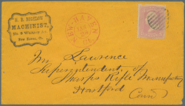 Br Vereinigte Staaten Von Amerika: 1861, 3c. Pink On Envelope Tied By Mute Barred Mark And Red "NEW HAV - Other & Unclassified