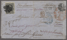 Br Vereinigte Staaten Von Amerika: 1867, Folded Envelope With Lincoln 15 C. Black From San Francisco To - Sonstige & Ohne Zuordnung