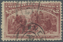 O Vereinigte Staaten Von Amerika: 1892, 2 Dollar Columbus Orange Red Lightly Used, Two Perforations A - Autres & Non Classés