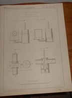 Plan D'une Valve Hydraulique Pour Conduites à Gaz. 1860 - Obras Públicas