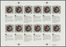 ** Vereinte Nationen - New York: 1991. Imperforate Pane Of 4 Inscription Blocks Of 3 + 3 Labels For The - Other & Unclassified