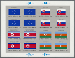 ** Vereinte Nationen - New York: 1998. Imperforate Pane Of 4 Times 4 Showing The Flags Of Micronesia, S - Andere & Zonder Classificatie