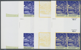 ** Vereinte Nationen - New York: 2000. Imperforate Double Pair Gutter Block + Progressive Proof (7 Phas - Altri & Non Classificati