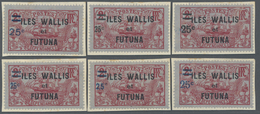 Brfst Wallis- Und Futuna-Inseln: 1924, 25 C. On 2 F. Carmine On Grey-blue Ship With Overprint, Six Differe - Other & Unclassified