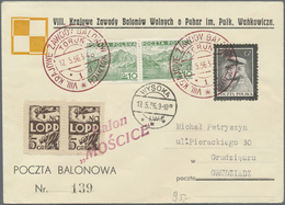 Br Ballonpost: 1936, 17.5., Poland, Balloon "Mościce", Cover With Balloon Vignette And RED Postmark. On - Airships