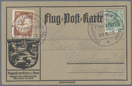 Br Flugpost Deutschland: 1912: FLUGPOST RHEIN-MAIN/ 20 Pfg E.EL.P + 5 Pfg Germania (kopfstehende Firmen - Airmail & Zeppelin