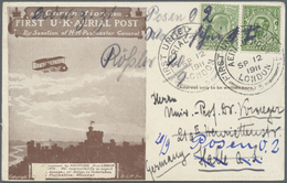 Flugpost Europa: 1911(Spt. 12) "FIRST UNITED KINGDOM AERIAL POST LONDON SP 12 1911" On Picture Card - Autres - Europe