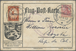 Flugpost Übersee: 1912, Airmail Rhein-Main To Columbia(!): Airmail Stamp 10 Pf And Germania 10 Pf. O - Andere & Zonder Classificatie