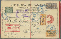 GA Flugpost Übersee: PANAMA: 1930, First Flight Panama To Costa Rica, 10 C. Postal Stationery Registere - Altri & Non Classificati