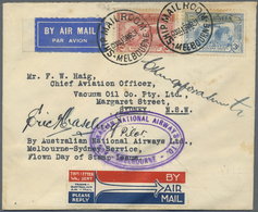 Br Flugpost Übersee: AUSTRALIEN: 1931, ANA Flight Melbourne To Sydney, Cover With Airmail Stamps 3 D. A - Altri & Non Classificati
