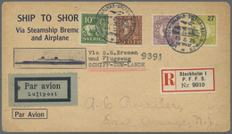 Br Katapult- / Schleuderflugpost: 1929, Schweden, Katapult Sonderkarten-Zuleitung Ab STOCKHOLM R-Brief - Airmail & Zeppelin