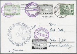 Br Raketenpost: 1933: DT. REICH/HASSELFELDE 4.11.1933: 1. Nacht-Rakettenflug. Luxuskarte EZ 3 C1a Mit R - Autres & Non Classés