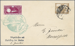 Br Raketenpost: 1933: HASSELFELDE 6.11.: Nachtflug-KJarte EZ4C2 Mit Selteneer 1 RM Rakettenmarke (5A1) - Other & Unclassified