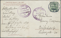 Br Zeppelinpost Deutschland: 1911: LZ 8/DEUTSCHLAND. Seltene Eyb-Zeppelinkarte "Fahrt In Die Schweiz" M - Luchtpost & Zeppelin