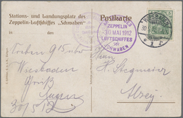 Br Zeppelinpost Deutschland: 1912, LZ 10 "Schwaben, Bordstempel In Type I Vom 30.5. Auf Delag-Karte Mit - Luchtpost & Zeppelin