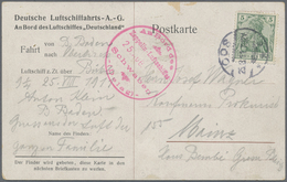 Br Zeppelinpost Deutschland: 1911, LZ 10 "Schwaben", Bordpost-Stempel In Type II Vom 25.8.1911 Auf Dela - Luft- Und Zeppelinpost