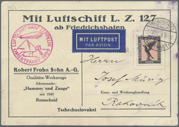 Zeppelinpost Deutschland: 1929, 1M Adler, LZ 127 Orientfahrtgrüsse V. Werkzeugfirma Frohn In Remsche - Posta Aerea & Zeppelin