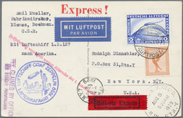 Br Zeppelinpost Deutschland: 1929: AMERIKAFAHRT: EILPOST Als Karte Aus Der Tschechei Mit Deutscher Fran - Airmail & Zeppelin