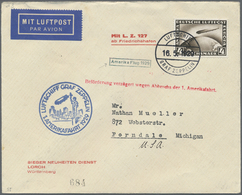 Br Zeppelinpost Deutschland: 1929, ZEPPELIN-AMERIKAFAHRT V. 16.5.29 U. 4 RM-Marke Auf Sonder-Firmenumsc - Poste Aérienne & Zeppelin