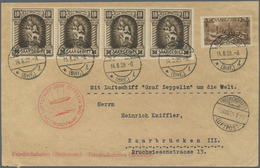 Br Zeppelinpost Deutschland: Saarland: 1929, Weltrundfahrt, Friedrichshafen Bis Friedrichshafen, Brief - Luchtpost & Zeppelin