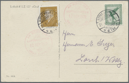 Br Zeppelinpost Deutschland: 1929, LZ 127/DEUTSCHLANDFAHRT: GRAF ZEPELIN , Ansichtskarte Mit 2 Bordstem - Airmail & Zeppelin