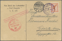 Br Zeppelinpost Deutschland: 1929, Schlesienfahrt Mit Abwurf Breslau, 50 Pfg. Adler Auf Karte Mit Bords - Luchtpost & Zeppelin