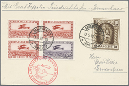 Br Zeppelinpost Deutschland: 1930: SAAR/SAF 1930: Etappenkarte Fhfn-Pernambuco Mit 10 Fr Modanna Mi 103 - Luft- Und Zeppelinpost