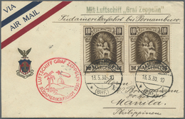 Br Zeppelinpost Deutschland: Saarland: 1930, Südamerikafahrt Mit Leitvermerk Bis Pernambuco, Luftpostvo - Luft- Und Zeppelinpost