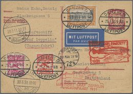 Zeppelinpost Deutschland: 1931, DANZIG: Postkarte 20 Pf. 'Wappen' Mit Zusatzfrankatur Mit Ovalstpl. - Poste Aérienne & Zeppelin