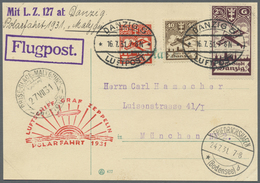 Br Zeppelinpost Deutschland: Zeppelinpost Deutschland, Polarfahrt 1931, Danzig-Post über Friedrichshafe - Luchtpost & Zeppelin