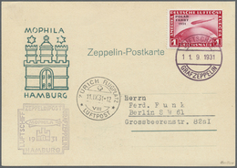 Zeppelinpost Deutschland: 1931, Zürichfahrt, Frankiert Mit 1 RM Polarfahrt Mit Abart "fehlender Bind - Luchtpost & Zeppelin