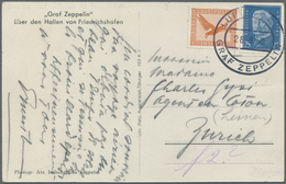 Br Zeppelinpost Deutschland: 1932: GOETHEFAHRT Nach Frankfurt/M. Bordpostkarte, Mi 381 + 416, Adressier - Poste Aérienne & Zeppelin