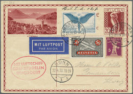 GA Zeppelinpost Europa: 1930, BONNFAHRT, SCHWEIZ: 20 Rp Bildpostkarte Mit Zusatzfrankatur Ab ROMANSHORN - Andere-Europa