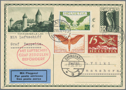 GA Zeppelinpost Europa: 1930: SCHWEIZ/Darmstaddt-Landungsfahrt: Bilderbuch-GSK + Flugmarken Mi 234x, 17 - Autres - Europe