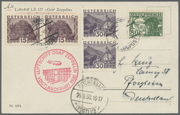 Br Zeppelinpost Europa: 1930, ÖSTERREICH / Vogtland-Fahrt. Frankierte Postkarte Ab Salzburg. Sämtliche - Sonstige - Europa