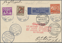 Br Zeppelinpost Europa: 1930, Landungsfahrt Nach Chemnitz, Niederländische Post, Bunt Frankierte Karte - Autres - Europe