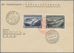 Br Zeppelinpost Europa: Liechtenstein: 1931, Fahrt Vaduz-Lausanne, Karte Mit Beiden Sondermarken 1 Fr. - Europe (Other)