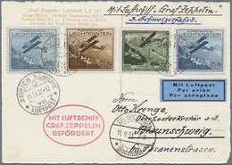 Br Zeppelinpost Europa: 1931: LIECHTENSTEIN/Zürichfahrt: Abrufkarte Zürch Mit Herrlicher Flugmarken-Fra - Autres - Europe