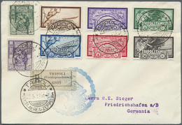 Br Zeppelinpost Übersee: 1933: TRIPOLITANIA 3 - 20 Lire Complete Set + Additional Franking On Registere - Zeppelin