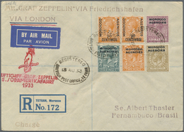 Br Zeppelinpost Übersee: 1933: BRIT. POST MAROKKO, Span. Zone, TETUAN / 5. SAF 1933. Hoch Dekorativer R - Zeppelin