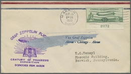 Br Zeppelinpost Übersee: 1933, Chicagofahrt, Brief US-Post Akron - Akron Ab 25.10., Frankiert Mit 50 C. - Zeppelin