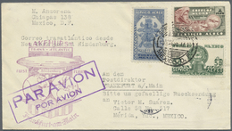 Br Zeppelinpost Übersee: 1936: LZ 129/MEXICO-Zuleitungsbrief Mit Mehrfachfrankatur, Frankfurt LZ 129 AS - Zeppelin