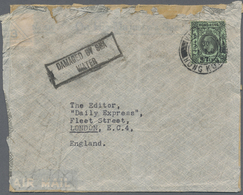 Br Katastrophenpost: HONGKONG: 1937, 50 C Black/green Cancelled With Double-circle On Crash-cover Adres - Other & Unclassified