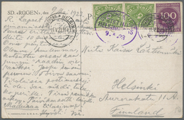 Br Schiffspost Deutschland: 1923, Ansichtskarte "S.D. RÜGEN" Frankatur Mit Seltenem Schiffspost-Oval DE - Briefe U. Dokumente