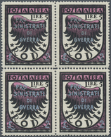 **/ Ägäische Inseln: 1944, War Victim's Relief, Complete Set As Blocks Of Four, Unmounted Mint. Sass. PA - Ägäis