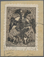 Brfst Albanien: Albania, 1913, 2 1/2 Piaster Dark Brown Of Turkey With Black Handstamp Overprint "DOUBLE E - Albanië